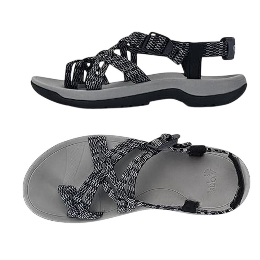 Viakix Womens Siena Hiking Sandals US 6 EU 37 Black Grey Water Resistant NIB